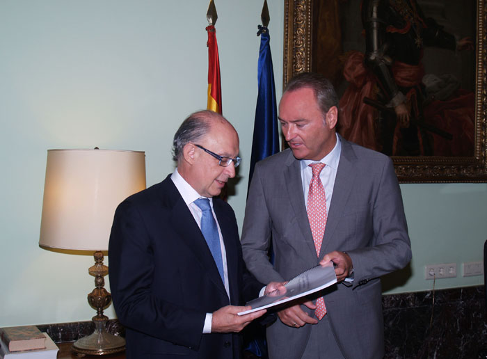 El ministro de Hacienda y Administraciones Públicas, Cristóbal Montoro, reunido con el presidente de la Comunitat Valenciana, Alberto Fabra