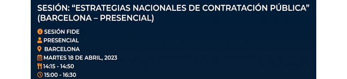 Imagen del cartel de la Sesión FIDE “Estrategia Nacional de Contratación Pública”