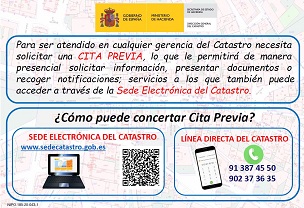 Cartell informatiu sobre cita prèvia de la Direcció general del Cadastre