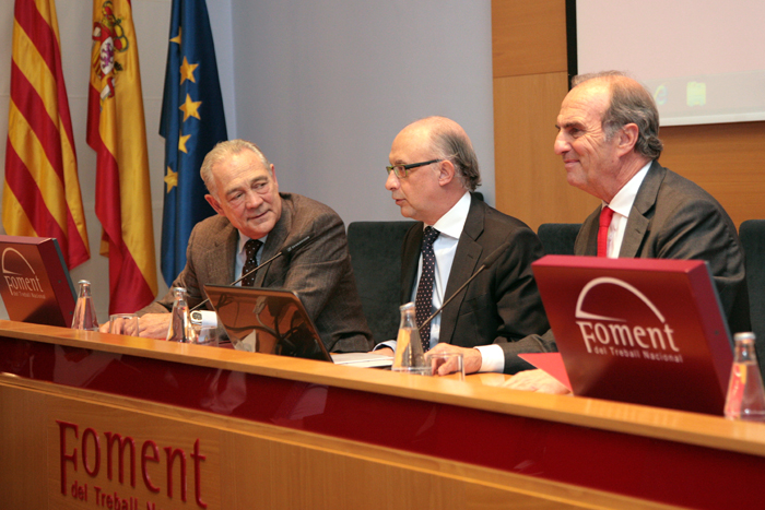 Imagen de la reunión del ministro en Foment del Treball de Cataluña