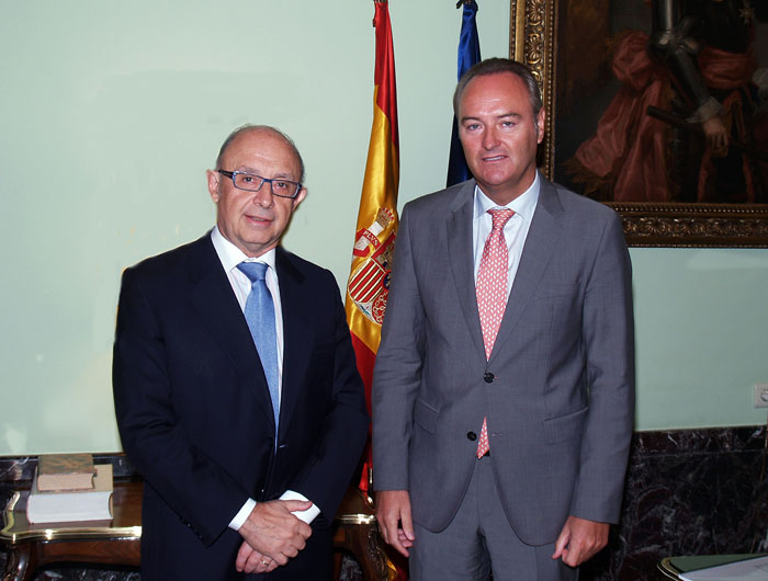El ministro de Hacienda y Administraciones Públicas, Cristóbal Montoro, reunido con el presidente de la Comunitat Valenciana, Alberto Fabra