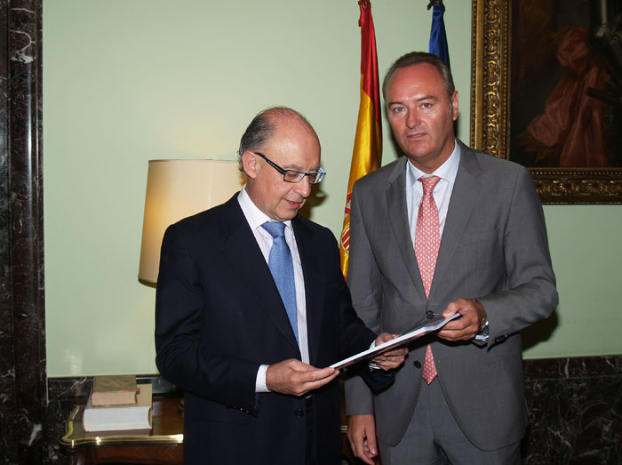 El ministro de Hacienda y Administraciones Públicas, Cristóbal Montoro, reunido con el presidente de la Comunitat Valenciana, Alberto Fabra