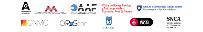 Imagen de los logotipos de la entidades participantes en el XI Encuentro Red Estatal de Oficinas Antifraude celebrado en Sevilla