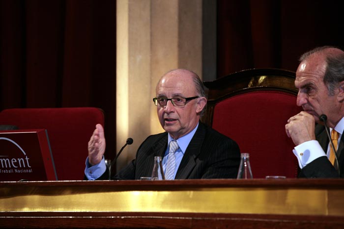 Imagen de Montoro en la asamblea anual de la patronal catalana