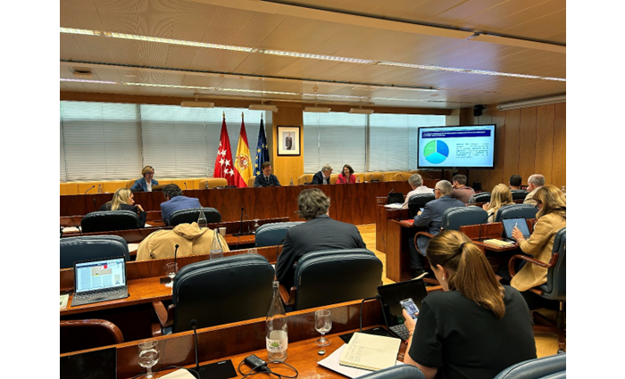 Imagen de la comparencia de la Presidenta de la OIReScon en la Comisión de Vigilancia de los contratos de la Asamblea de Madrid